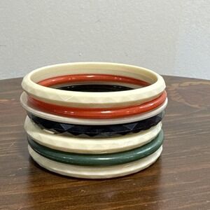 VTG Bangles Bracelets Lot 7 Plastic‎ Smooth Faceted 70s 80s Boho Hippie Earth Tn